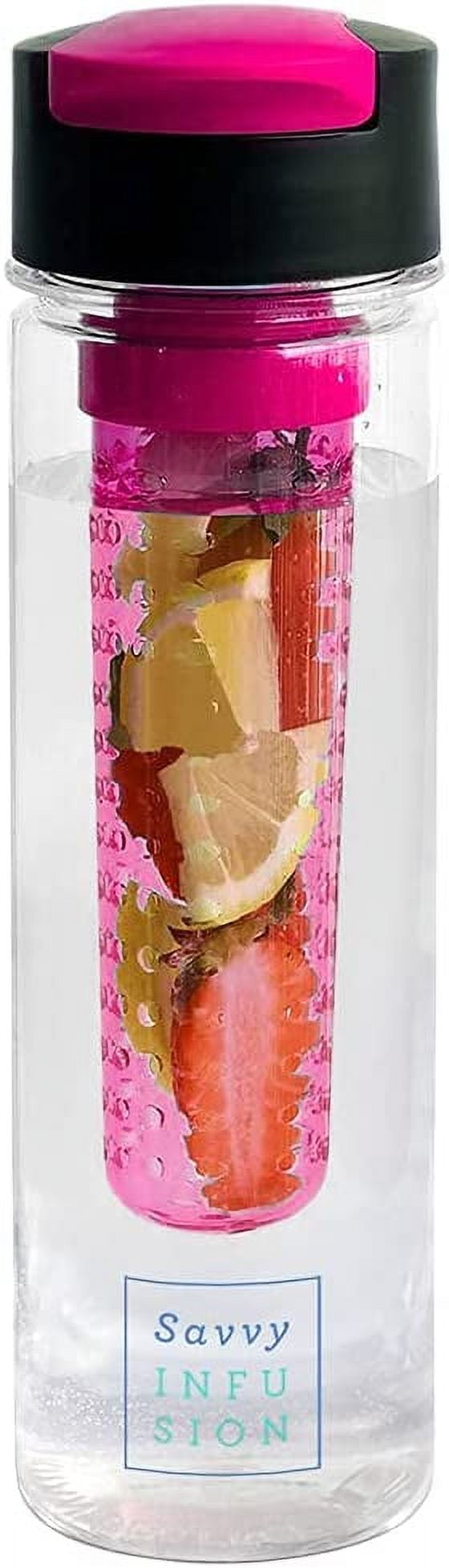 Savvy Infusion Flip Top Fruit Infuser Water Bottle Unique Leak Proof