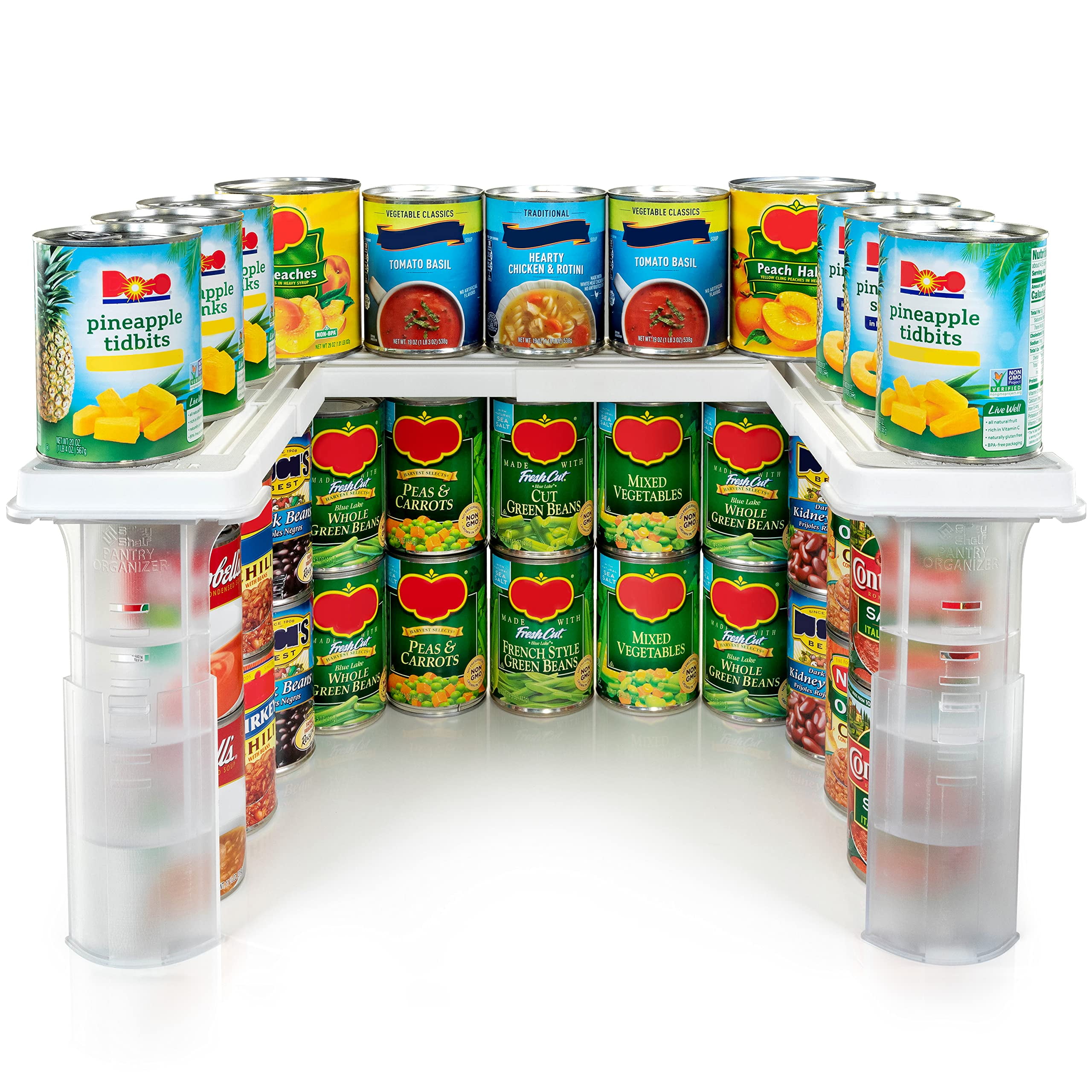 Adjustable Clear Plastic Pantry Spice Rack and Can Organizer