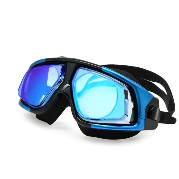 Savvy Specs Farsighted Hyperopia+2.0 to +6.0 Optical Swim Goggles, Big mask swimming goggles (Blue Mask +3.0