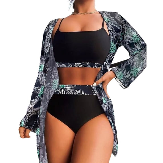 Savvy and Selah 3 Piece Swimsuits for Women Printed Bikini Set with Cover Up and Sexy Bathing Suit for Women