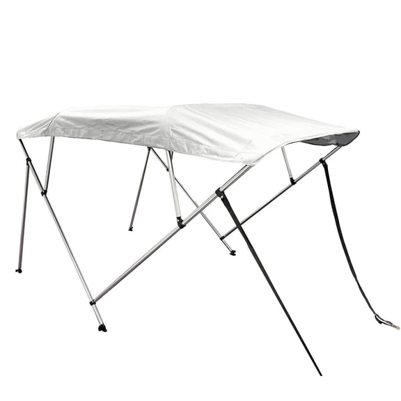 SavvyCraft 4 Bow Boat Bimini Top Canopy, White Marine Grade Canvas with Aluminum Frame, Boot & Rear Support Poles, 8ft Long 54" High Fits 67"-72" Wide Boat