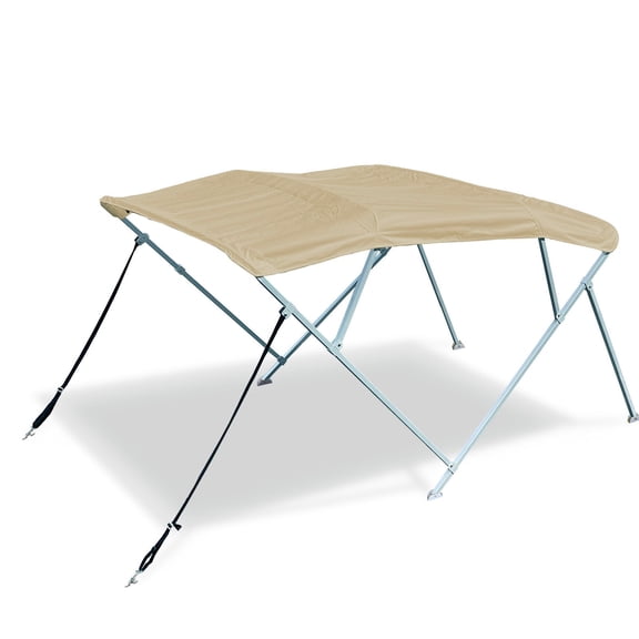 SavvyCraft® 4 Bow Square Tube Boat Bimini Top with Frame & Canvas, 10ft L 54"H 73"-78" W Beige