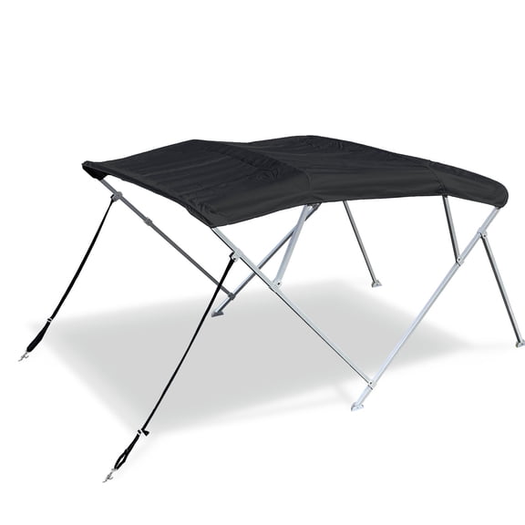 SavvyCraft® 4 Bow Square Tube Boat Bimini Top with Frame & Canvas, 10ft L 54"H 73"-78" W Black