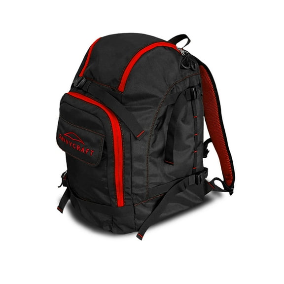 SavvyCraft Ski Boot Bag - 50L Storage for Ski and Snowboard Boots, Helmets, Gloves, and Accessories - Lightweight, Durable, Convenient, Red