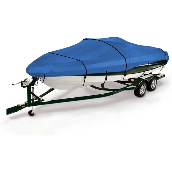 SavvyCraft V-hull Fishing, Bass,Tri-hull Trailerable Boat Cover Fits 14'-16'L beam width to 90" Blue