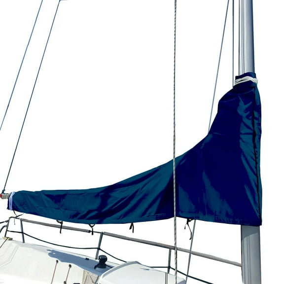 SavvyCraft Waterproof Mainsail Boom Cover, Heavy Duty 600D Sailboat Mainsail Cover UV protection Weather-Resistant, Boom Length 11'-12' Navy