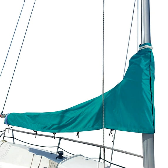 SavvyCraft Waterproof Mainsail Boom Cover, Heavy Duty 600D Sailboat Mainsail Cover UV protection Weather-Resistant, Boom Length 8'-9' Teal