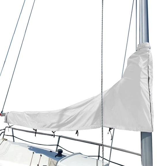 SavvyCraft Waterproof Mainsail Boom Cover, Heavy Duty 600D Sailboat Mainsail Cover UV protection Weather-Resistant, Boom Length 9'-10' White