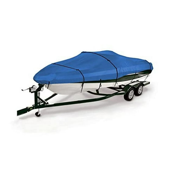 Savvycraft Heavy Duty Boat Cover, Waterproof Trailerable Boat Cover fits V-Hull Runabouts, Aluminum Fishing Boats, Pro Style Bass Boats, Fish&Ski (Size 2: 14ft-16ft Long, Beam up to 90", Blue)
