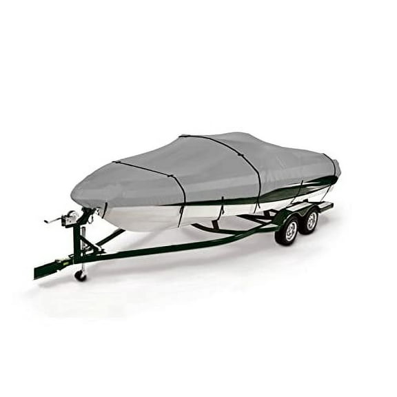 Savvycraft Heavy Duty Boat Cover, Waterproof Trailerable Boat Cover fits V-Hull Runabouts, Aluminum Fishing Boats, Pro Style Bass Boats, Fish&Ski (Size 1: 14'-16' Long, Beam up to 72", Gray)