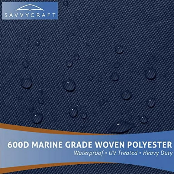 Savvycraft Heavy Duty Boat Cover, Waterproof Trailerable Boat Cover fits V-Hull Runabouts, Aluminum Fishing Boats, Pro Style Bass Boats, Fish&Ski (Size 2: 14ft-16ft Long, Beam up to 90", Navy)