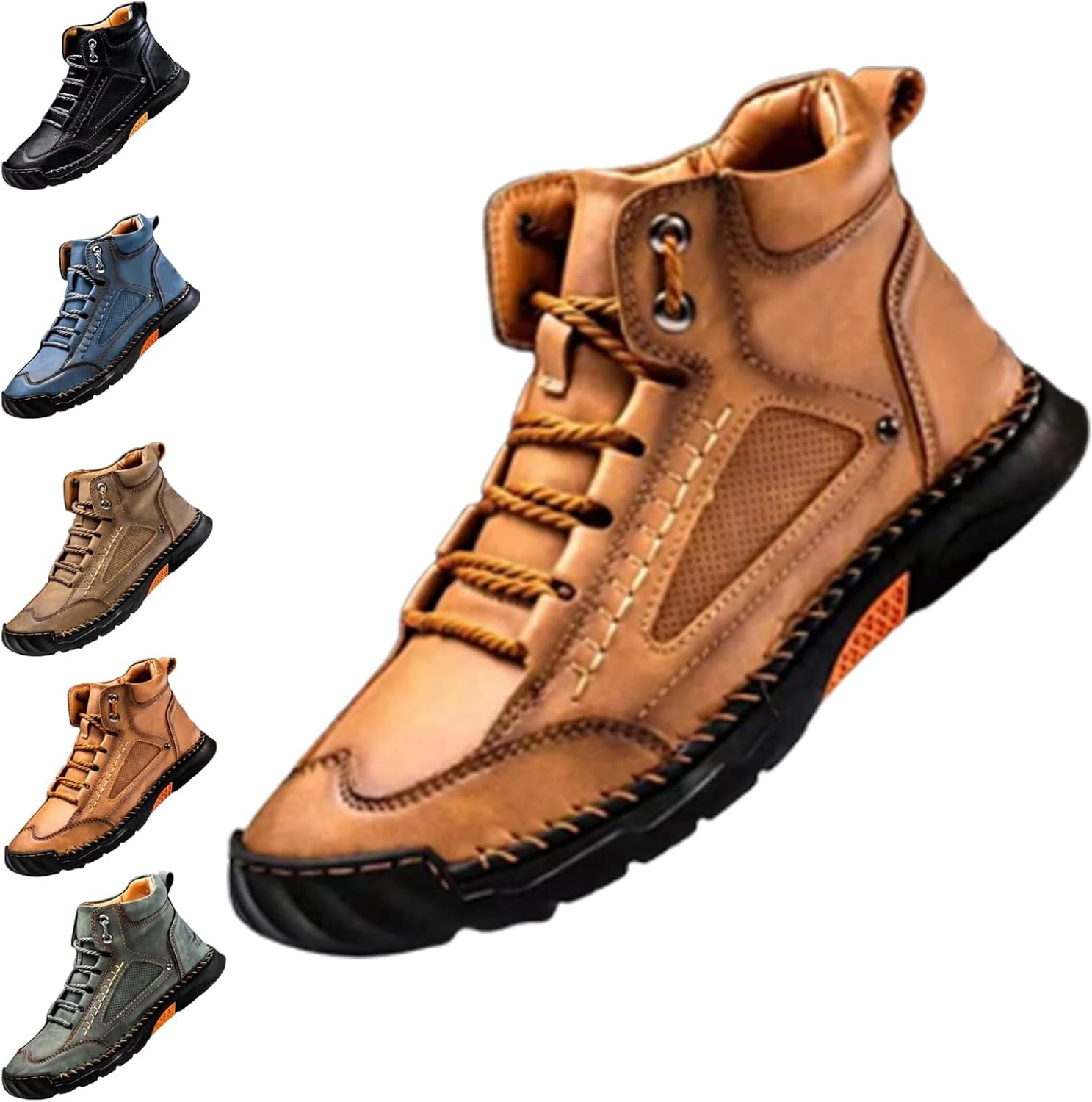 Saw Behind Men's Shoes, Sawbehind Men's Comfortable Handmade Leather Boots, Waterproof, Spacious Toe Box Leather Shoes