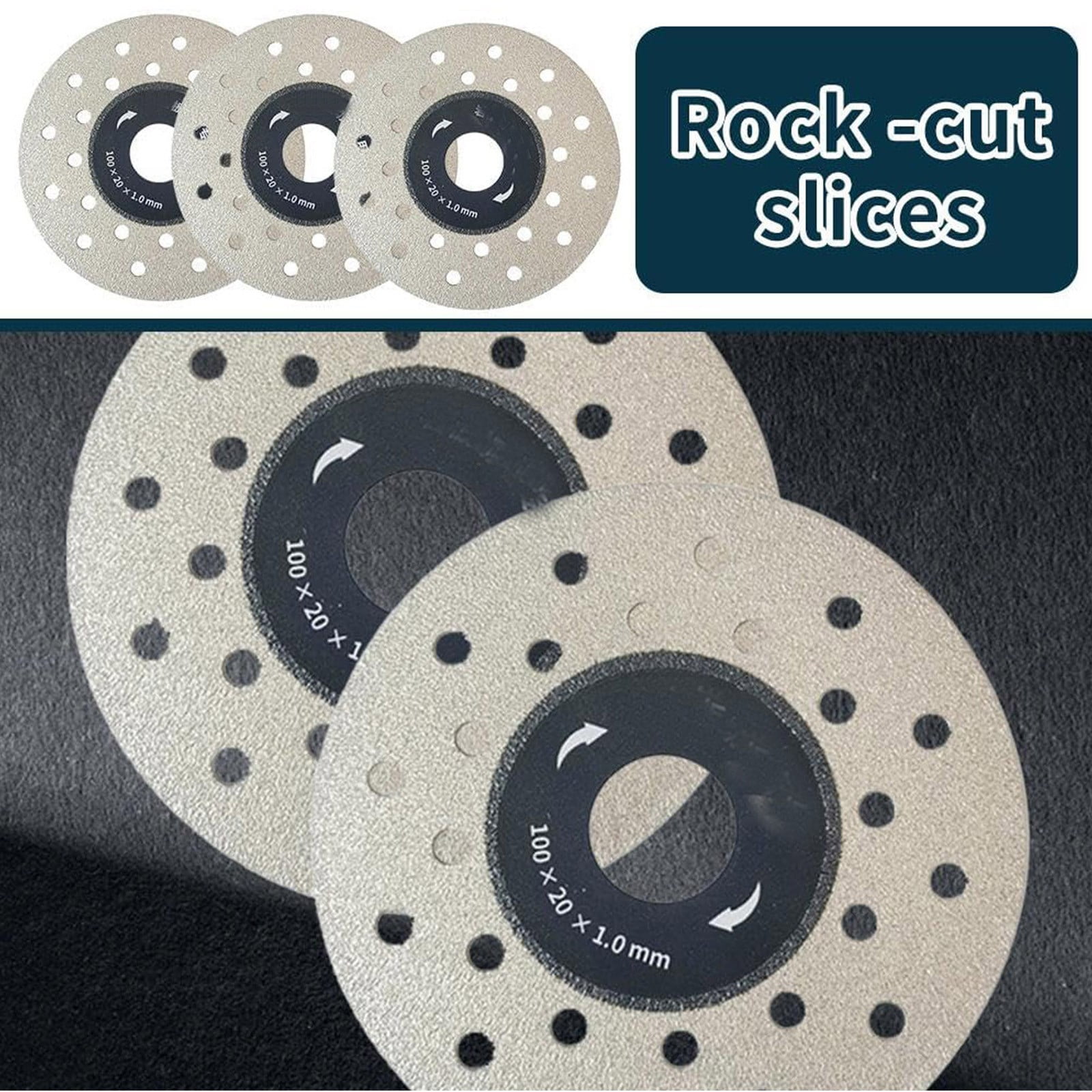 3pc 100mm Diamond Saw Blades - Multi-Hole For Chamfering/Cutting Stone, Tile, Marble, Ceramic - View #6