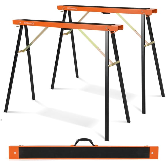 Saw Horses 2 Pack Folding, Heavy Duty Sawhorse Table 1660 LBS Load Capacity, Galvanized Metal Sawhorses Bench, Lightweight Portable Work Horse for Woodworking