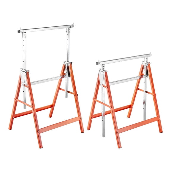 Saw Horses 2 Pack Heavy Duty 440lbs Adjustable Height Work Bench Folding Steel Sawhorse for Woodworking DIY Projects, Professional Carpenters
