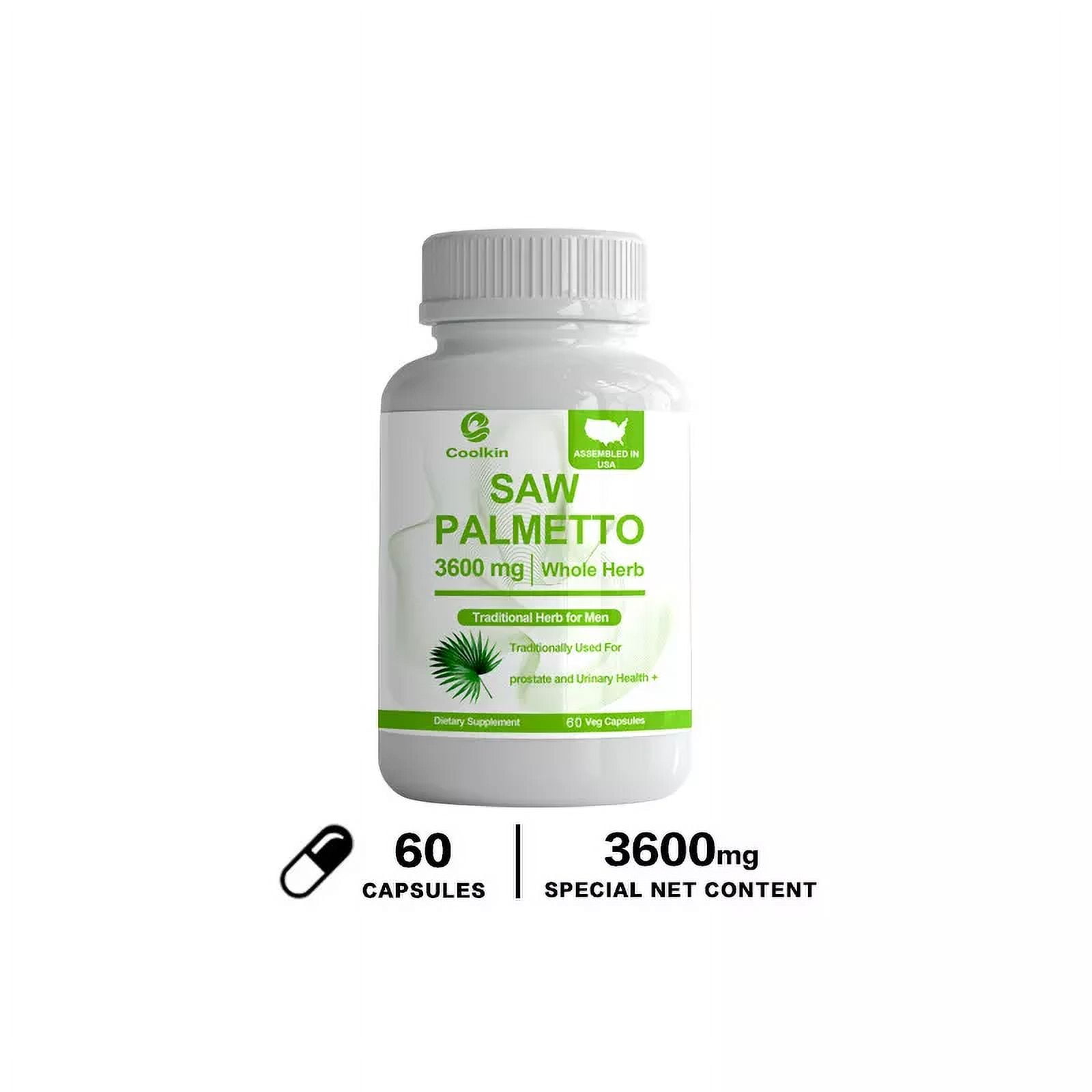 Saw Palmetto Capsules 3600mg - Premium Prostate & Urinary Health Supplement For Men, 30/60/120ct