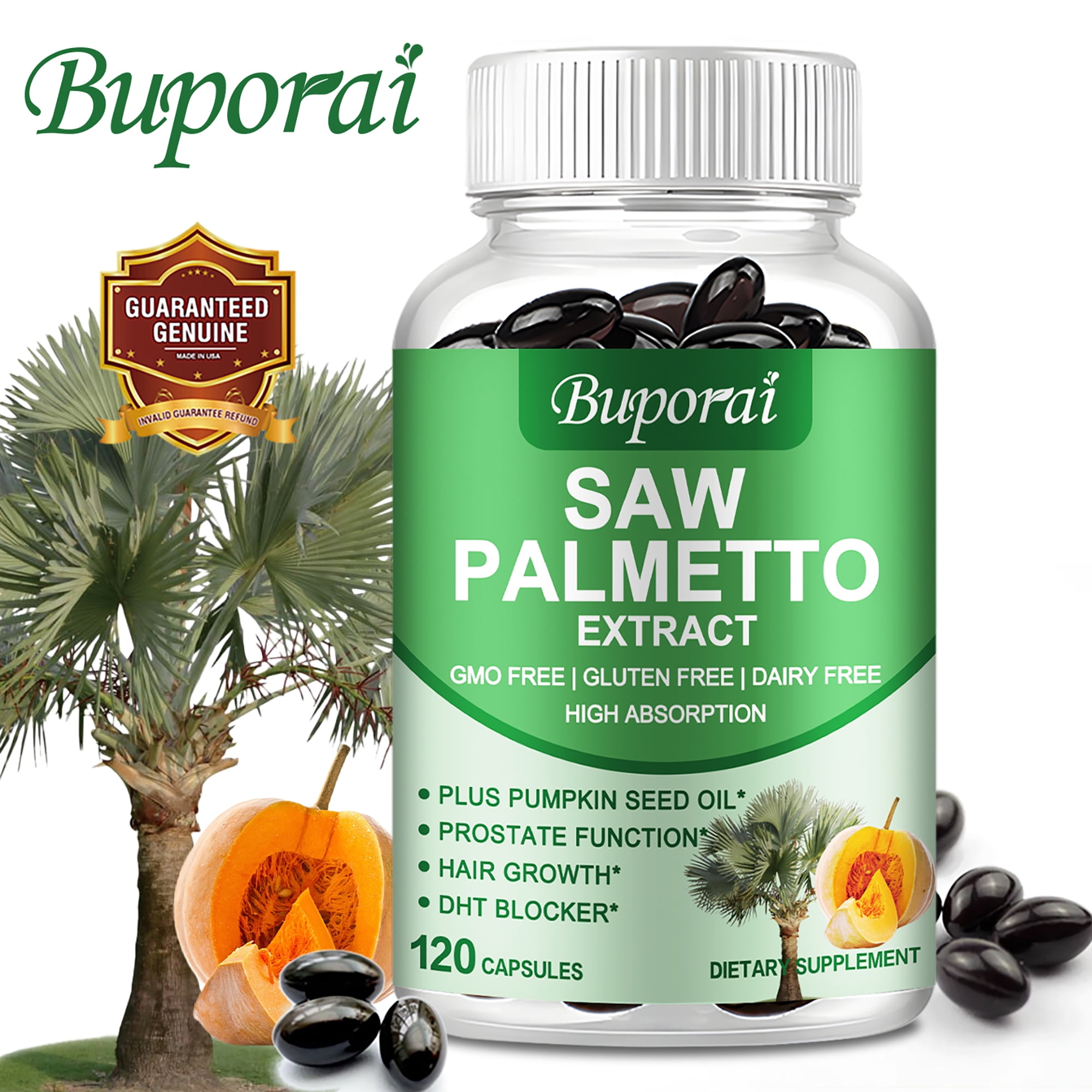Saw Palmetto Extract with Pumpkin Seed Oil Prostate Health, Urinary Tract Support By