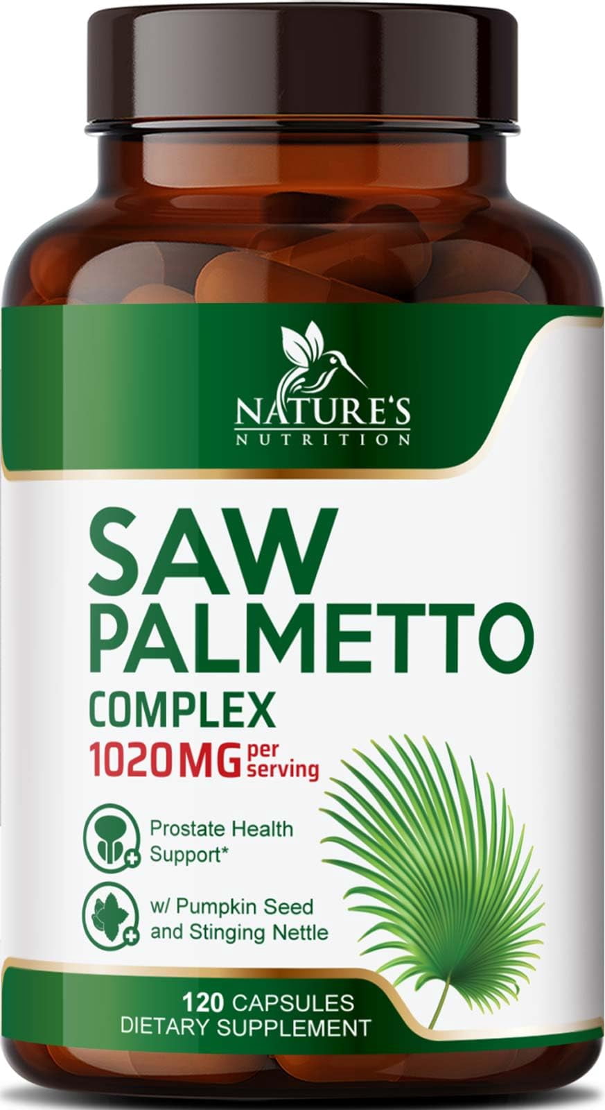 Saw Palmetto for Men - 3X Strength Prostate Health Supplements for Natural Men's Urinary Health Support - with Stinging Nettle and Pumpkin Seed Extract - Prostate & Hair Health Support - 120 Capsules