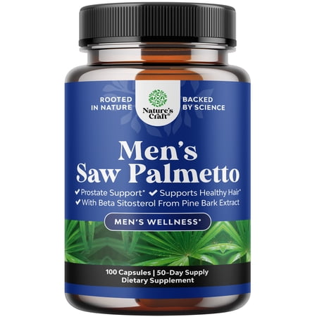 Natures Craft Saw Palmetto with Beta Sitosterol, Prostate Support Supplement for Men, 100 Capsules