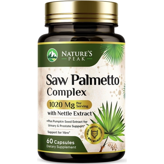 Saw Palmetto Prostate Health Supplements for Men 1000mg - 3X Strength with Pumpkin Seed, DHT Blocker Urinary Health and Prostate Support for Mens Health, Vegan, Non-GMO, Bottled in USA - 60 Capsules