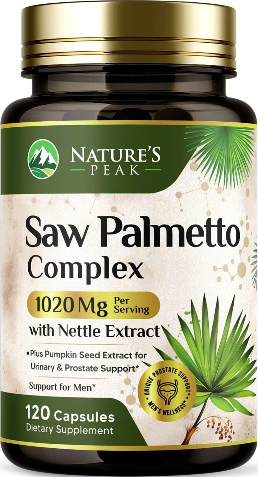Saw Palmetto Prostate Health Supplements for Men 1000mg - 3X Strength with Pumpkin Seed, DHT Blocker Urinary Health and Prostate Support for Mens Health, Vegan, Non-GMO, Bottled in USA - 120 Capsules