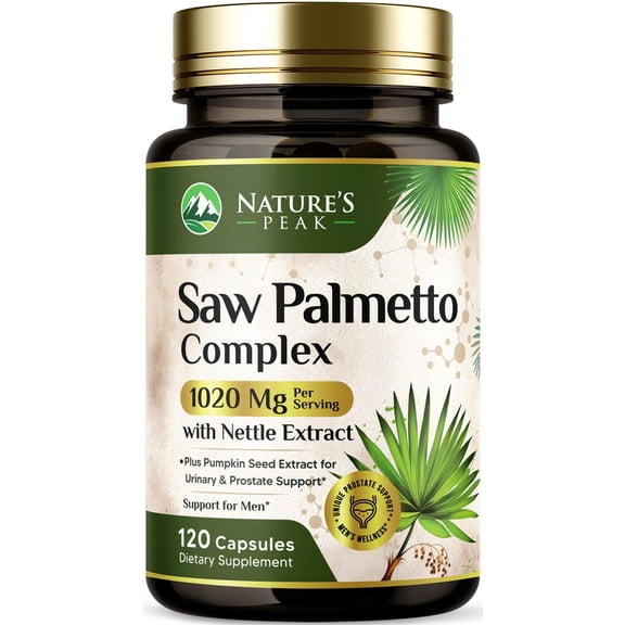 Saw Palmetto Prostate Health Supplements for Men 1000mg - 3X Strength with Pumpkin Seed, DHT Blocker Urinary Health and Prostate Support for Mens Health, Vegan, Non-GMO, Bottled in USA - 120 Capsules