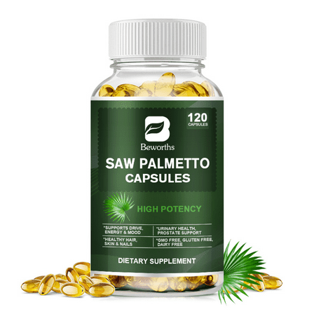 Saw Palmetto, Herbal Supplement DHT Blocker Support Prostate Health & Urinary Health, 120 Capsules