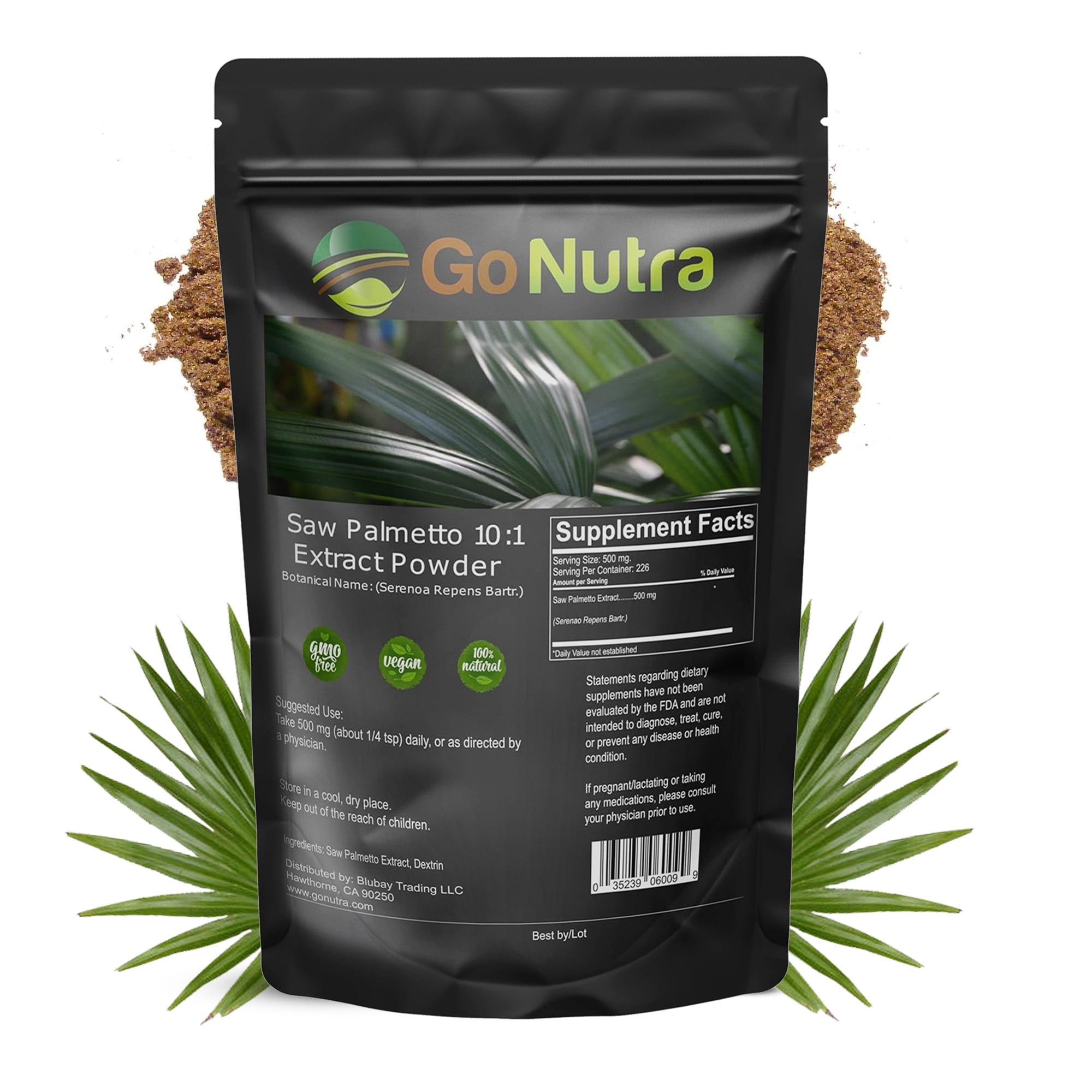 Saw Palmetto Powder 4 oz - Potent 10:1 Strength Saw Palmetto Extract Powder - Go Nutra
