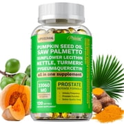 Saw Palmetto, Pumpkin Seed Oil, Pygeum, Sunflower Lecithin - Supports Prostate, Bladder, Urinary System and Hair Health - 120 Capsules