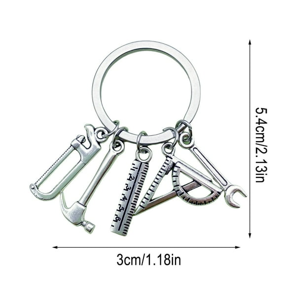 Saw Screwdriver Wrench Drill Tool Keychain | Multi-Tool Pendant Accessories | Metal Key Ring | Mini Tool Set Charm for DIY Home Workshop | Lightweight Portable Gift Idea