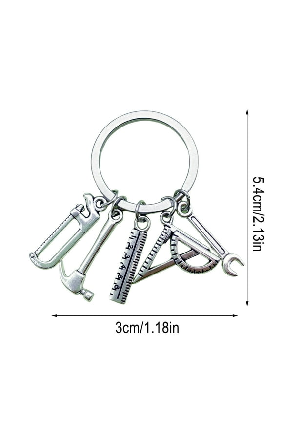 Saw Screwdriver Wrench Drill Tool Keychain | Multi-Tool Pendant Accessories | Metal Key Ring | Mini Tool Set Charm for DIY Home Workshop | Lightweight Portable Gift Idea