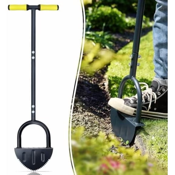 Saw-Tooth Edger Lawn Tool, Half Moon Lawn Edger with T-Grip, Sidewalk Grass Long Handled Step Edger, 38-Inch$$