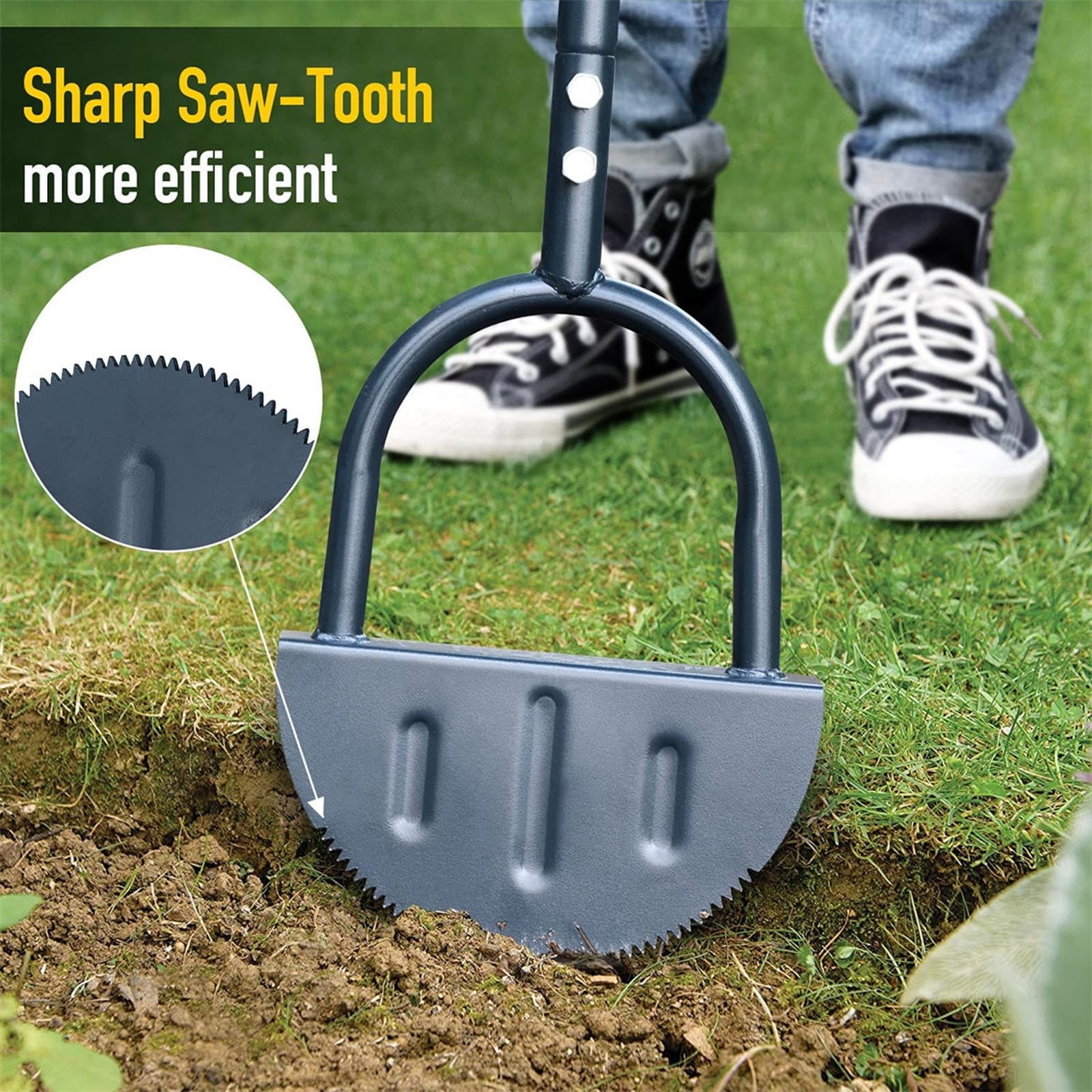 SawTooth Edger Lawn Tool, Half Moon Lawn Edger with TGrip, Sidewalk