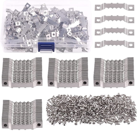 Saw Tooth Picture Hangers and Screws Set with 100 Saw Tooth Hangers and 200 Screws for Canvas Art Frames Wall Decor Silver