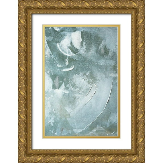 Sawall, Anastasia 13x18 Gold Ornate Wood Framed with Double Matting Museum Art Print Titled - Green and White Acrylic No 4