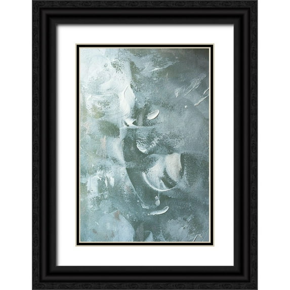 Sawall, Anastasia 23x32 Black Ornate Wood Framed with Double Matting Museum Art Print Titled - Green and White Acrylic No 2