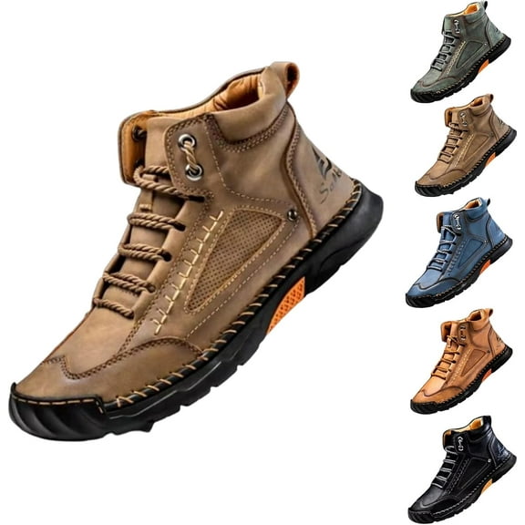Sawbehind Men's Comfortable Handmade Leather Boots,Arch Support,Wide Men's Comfortable Handmade Leather Boots-Outdoor,Saw Behind Shoes