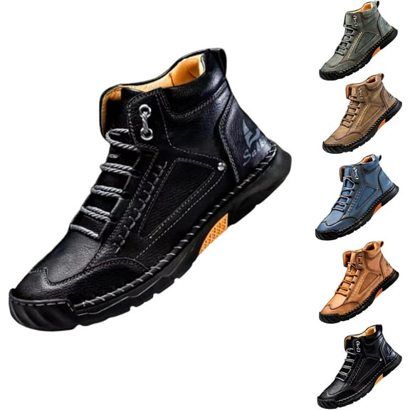 Sawbehind Men's Comfortable Handmade Leather Boots,Arch Support,Wide Men's Comfortable Handmade Leather Boots-Outdoor,Saw Behind Shoes