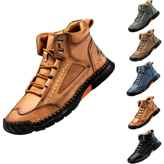 Sawbehind Men's Comfortable Handmade Leather Boots,Arch Support,Wide Men's Comfortable Handmade Leather Boots-Outdoor,Saw Behind Shoes