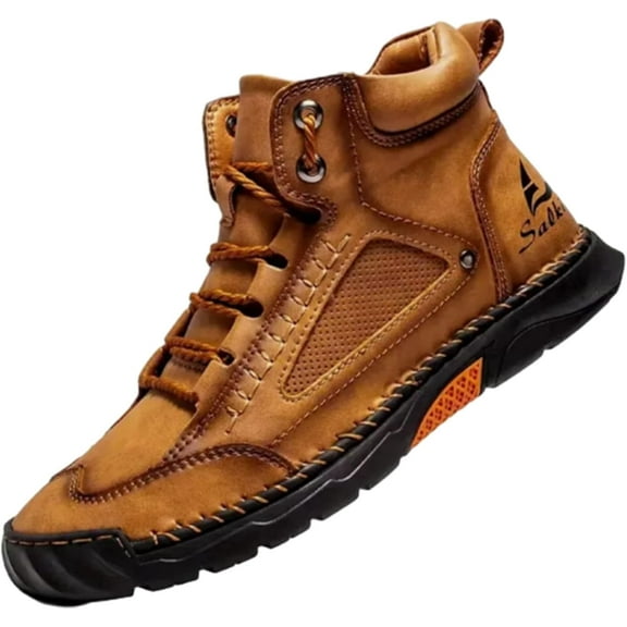 Sawbehind Men's Waterproof Handmade Leather Boots – Comfortable, Arch Support & Spacious Toe Box for Outdoor Adventures