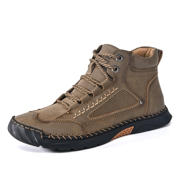 Sawbehind Mens Boots, Sawbehind Leather Boots Mens, Saw Behind Salkin Men's Comfortable Handmade Leather Booties -Waterproof, Arch Support, Spacious Toe Box for Hiking Working
