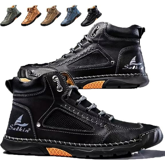 Sawbehind Mens Boots for Hiking Working, Saw Behind Men's Comfortable Handmade Leather Boots–Waterproof, Arch Support