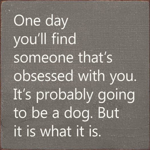 Sawdust City One Day You'll Find Someone That's Obsessed With You. Funny Wood Dog Sign
