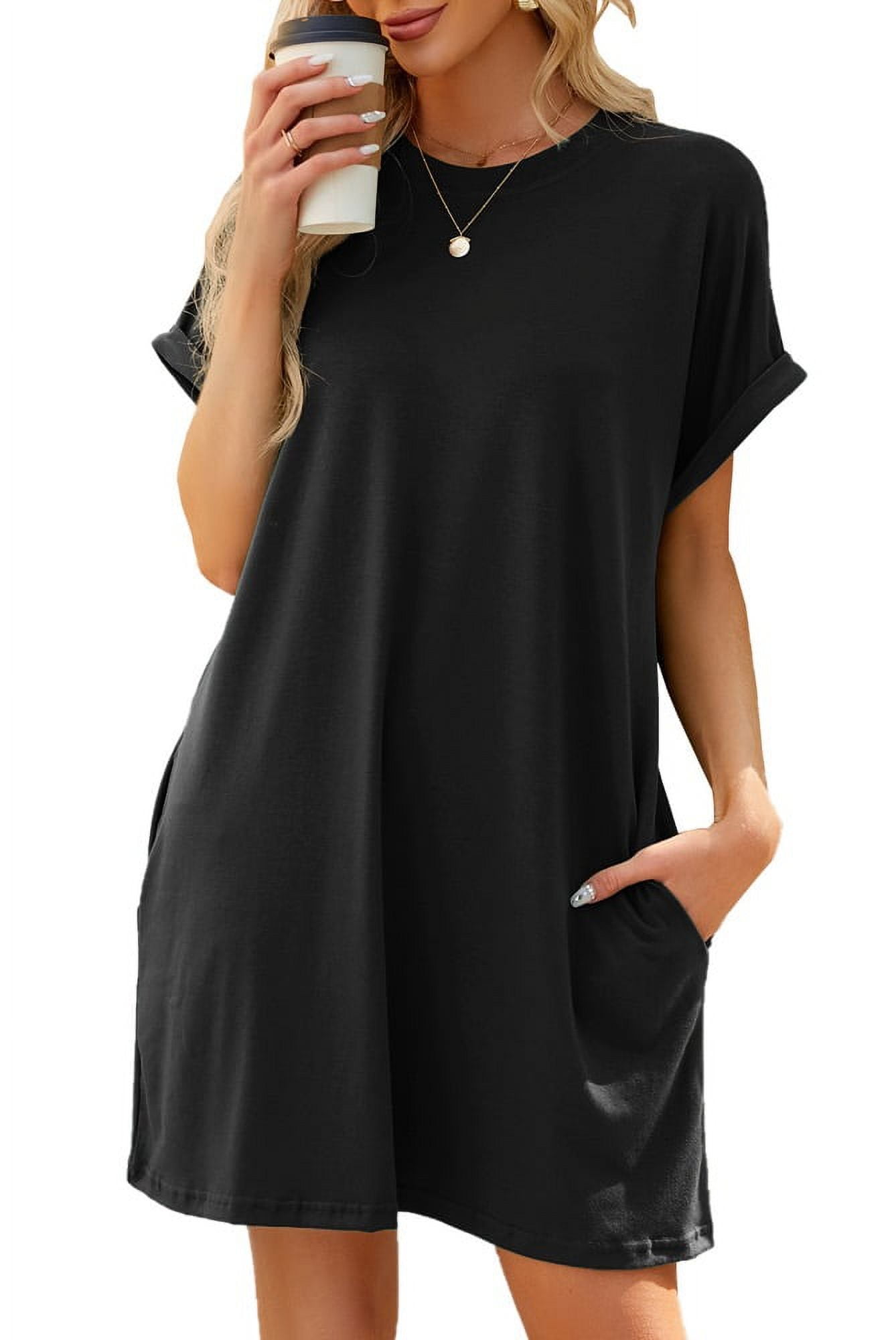 MOLERANI Women's Casual Swing Simple T-shirt Loose Dress, Small, long Sleeve  Black : Buy Online at Best Price in KSA - Souq is now : Fashion
