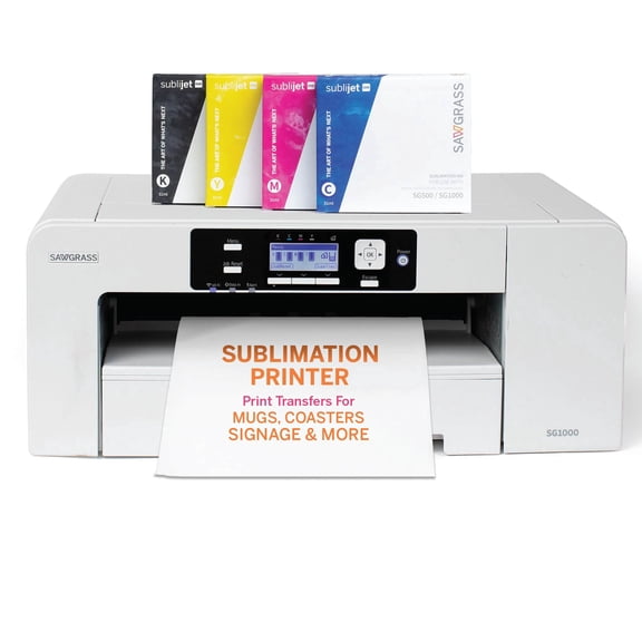 Sawgrass SG1000 Sublimation Printer Bundle | Professional Dye-Sublimation Printer with 31mL SubliJet UHD Inks & TruePix Paper | Prints Up to 11”x17” | Wi-Fi | Auto-Maintenance | Business-Ready