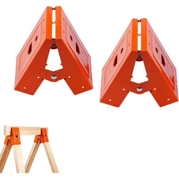 Sawhorse Bracket with Down Clamp, 400 Lbs Capacity Metal Clamp with 25-Angle Wood Slot for Woodworking