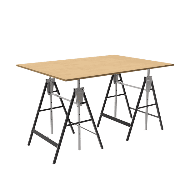 Sawhorse Lifting Bracket, Adjustable Sawhorse Stand, Heavy Duty Metal Support for Industrial Agricultural Construction, Stable Height Adjustable 31.5 to 51 Inches, Easy No Tool Installation