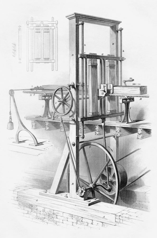 Sawmill From Cyclopaedia Of Useful Arts And Manufactures By Charles Tomlinson Canvas Art - Ken Welsh Design Pics (22 x 36)