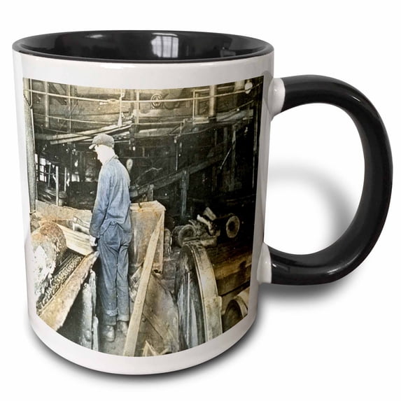 3drose, Sawmill Workers Victor Animatograph Co. 4, 15oz Two-tone Black Mug