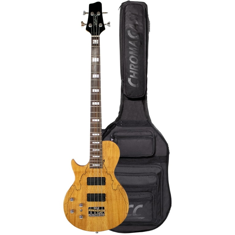 Sawtooth Americana Left Handed Heritage Series 4 String 24 Fret Electric Bass Guitar with Fishman Fluence Pickups and Padded Gig Bag Natural Spalted Maple Walmart